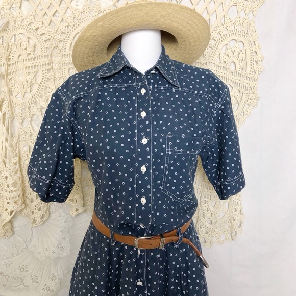 VNTG | navy button down collar dress - Picture 10 of 11